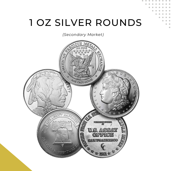 1 oz Silver .999 Secondary Rounds bullion buy and sell prices in Charlotte NC