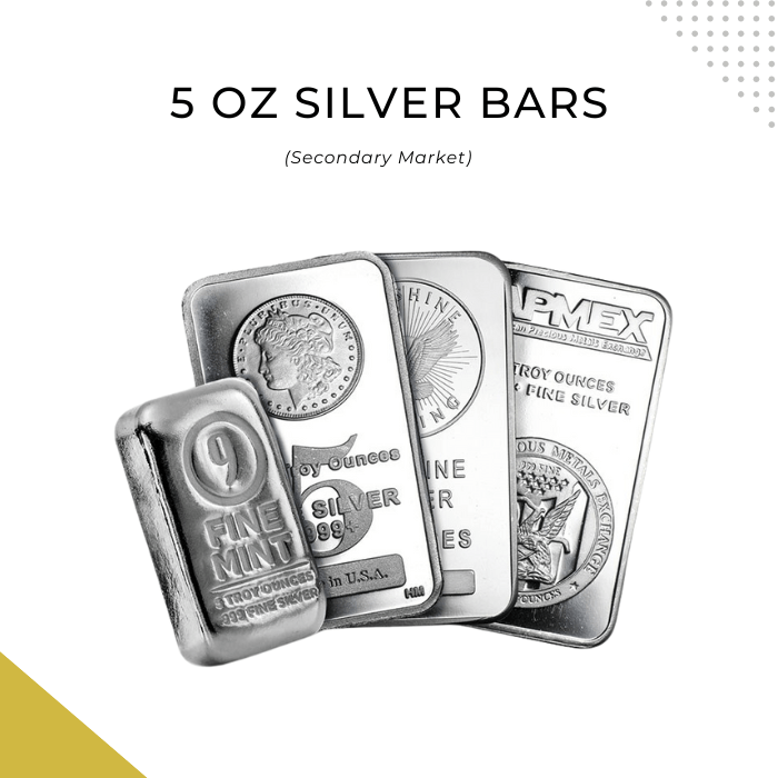 5 oz Silver .999 Secondary Bars bullion buy and sell prices in Charlotte NC
